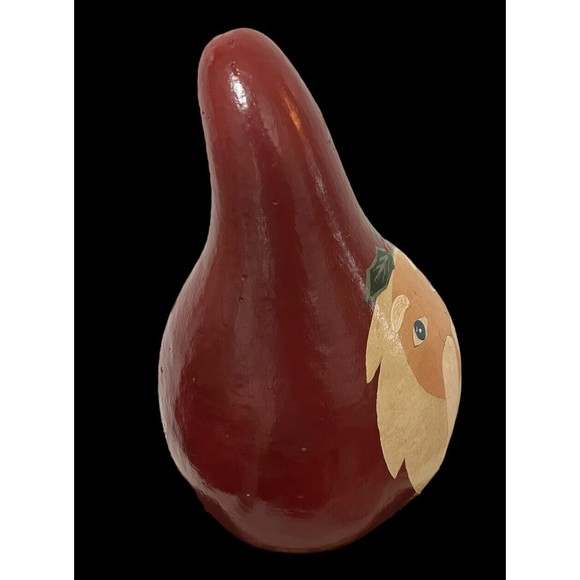 Vtg Santa Claus Hand Painted Gourd Artist Signed 1992 Christmas Folk Art 10.5” - Picture 7 of 10